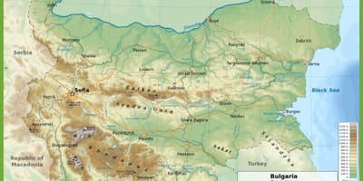 ਬੁਲਗਾਰੀਆ topographic ਨਕਸ਼ਾ